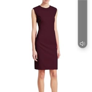 THEORY WRAP FRONT WOOL PENCIL SHEAL BURGUNDY LINED DRESS EUC SIZE 2